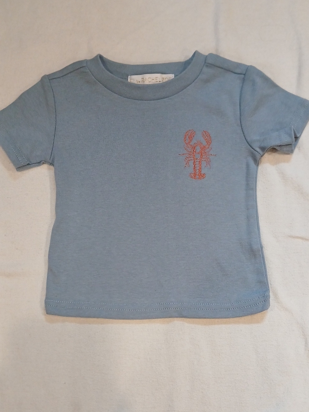 Rachel Zoe Baby Blue Short Sleeve Tee with Coral Lobster Motif